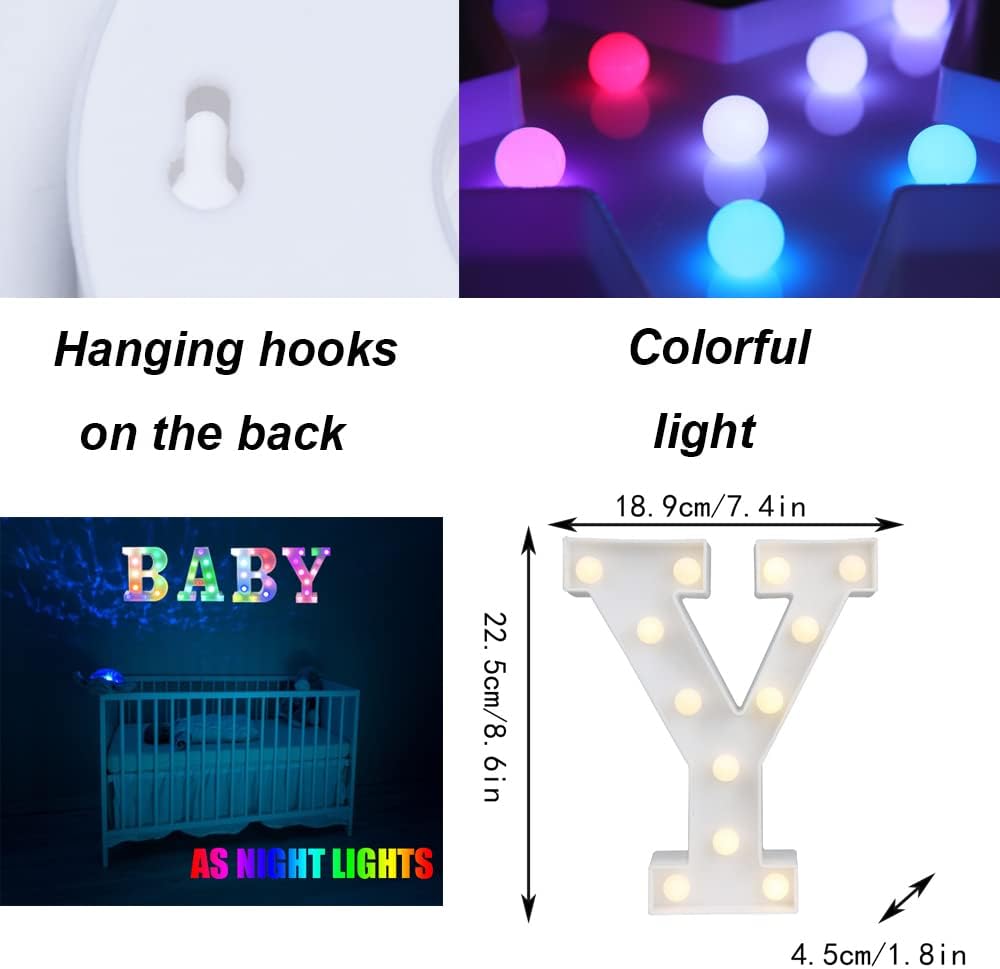RGB LED Marquee Letter Y Light with Remote