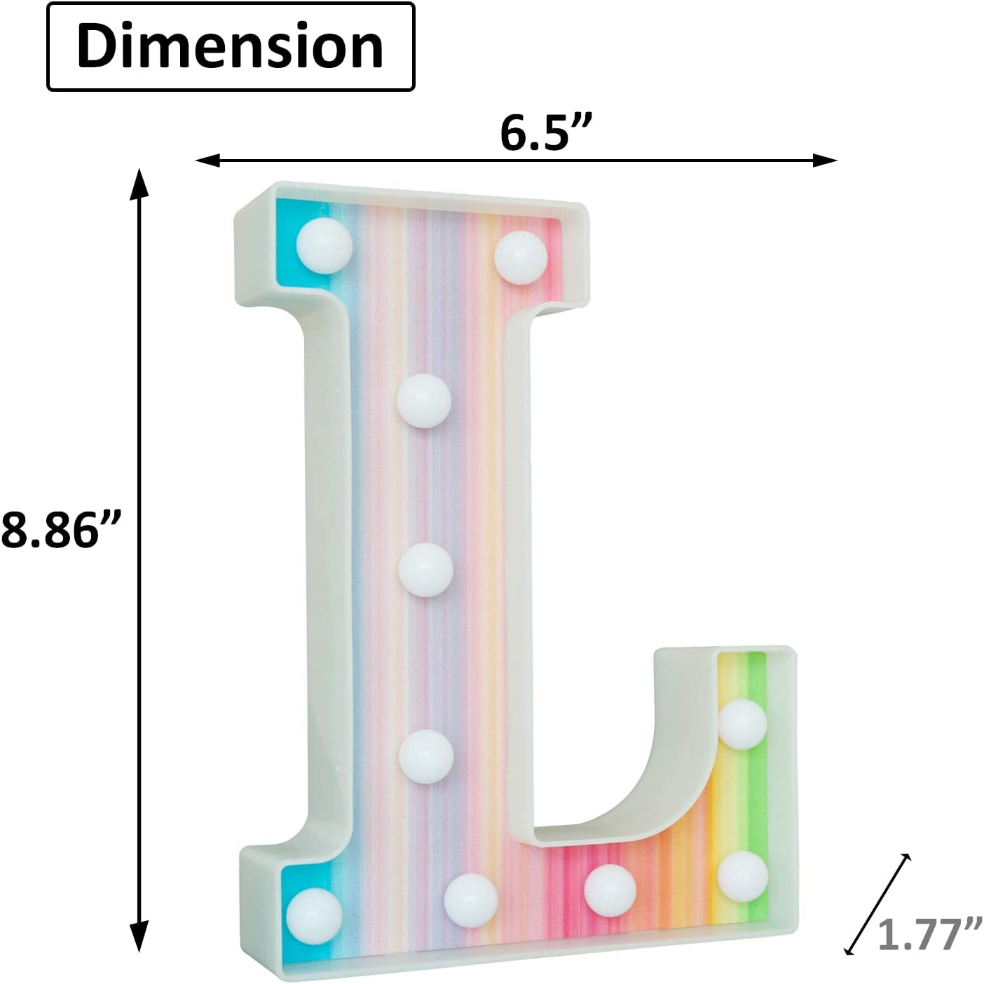 Rainbow LED Letter Light L Remote Color Changing
