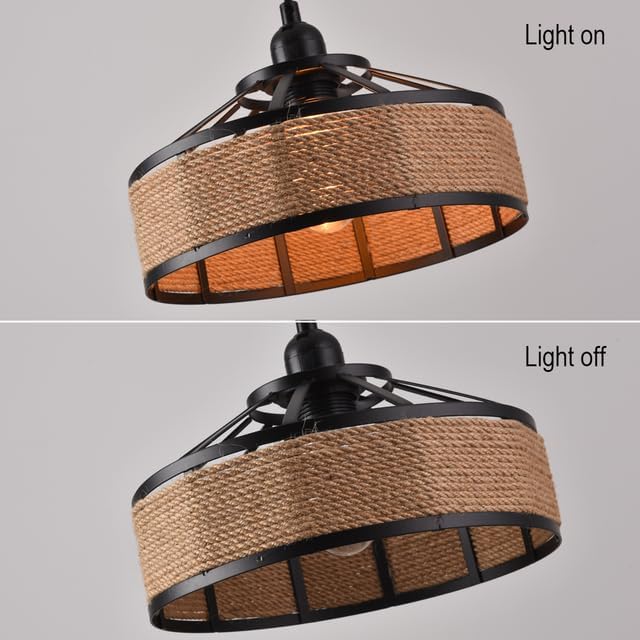 Metal Rope Pendant Light Shade 30cm Retro Ceiling Lampshade Black