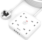 5M 4 Gang Extension Lead with USB C and 3 USB A Ports, Wall Mount Power Strip