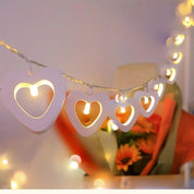 Warm White Wooden Heart USB String Lights, 3m Indoor Fairy Lights for Romantic & Event Décor