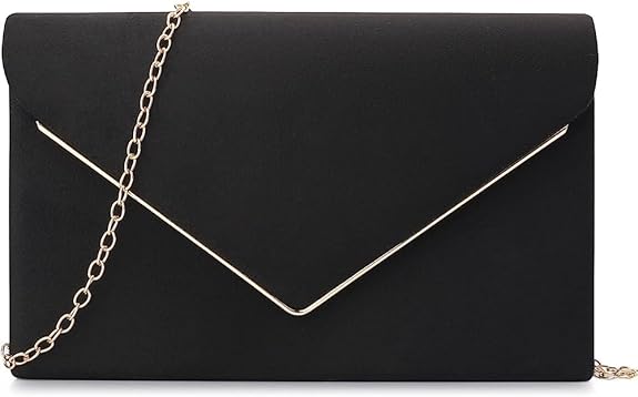 Elegant Faux Suede Evening Clutch Bag for Women – Wedding & Party Purse with Chain
