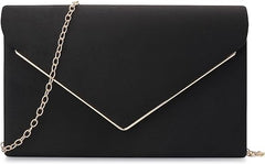 Elegant Faux Suede Evening Clutch Bag for Women – Wedding & Party Purse with Chain