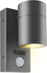 Outside Wall Lights with Sensor - IP65 Waterproof Downward Lighting, Anthracite Grey Stainless Steel, Mains Powered (Bulb Not Included)