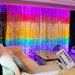 Copper String Curtain Lights – LED, 3x3m, USB Powered with Remote Control, Ideal for Home, Bedroom, Patio, Wedding, and Indoor/Outdoor Decorations, in Purple