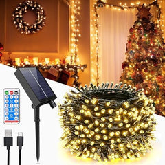 Solar Lights, 30M (98.4 ft), Solar Fairy Lights with 300LED, Dimmable Garden Solar Light Outdoor Waterproof with 8 Modes, Remote Control, Timer, for Christmas, Garden, Multicolour