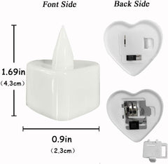 Heart Shaped Flameless LED Candles – Pack of 24 Flickering Decorative Lights for Romantic Occasions