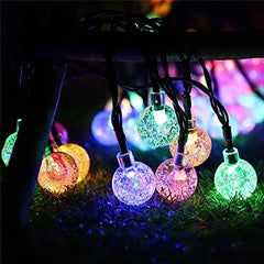 Chickwin Waterproof Solar-Powered Crystal Ball LED Lights – 5m with 20 Multicolored Lights, Decorative for Outdoor Garden, Home, Party, Festival, Patio, Yard, and Weddings