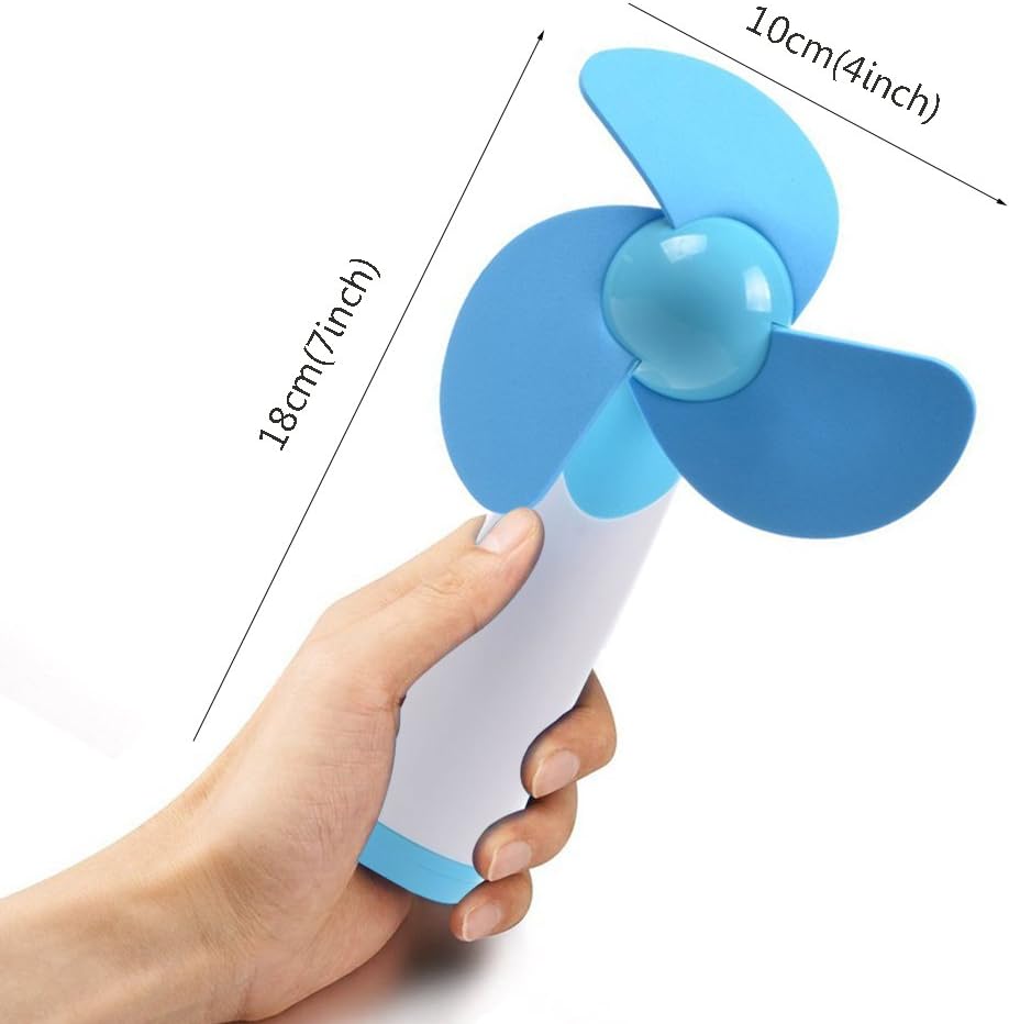 Portable Mini Fan AA Battery Powered Super Mute Cooling Fan for Home, Office and Travel - Blue
