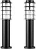 4 x Modern IP44 Rated Outdoor Black Stainless Steel Bollard Lantern Light Posts - Complete with 4w LED Candle Bulbs [3000K Warm White]