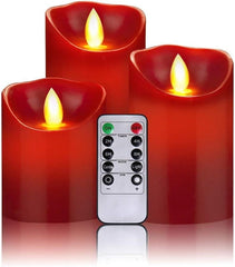 Flameless Candles 300 Hour Decorating Pillars, Set of 3, 10 Buttons Remote Control with 24 Hour Timer Function (3 * 1, Ivory)