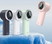 WHATOOK Handheld Turbo Fan, High Speed Cooling, USB Rechargeable Mini Portable Hand Fans with 5 Speeds/Digital Display/Fast charging, Personal Small Stylish Fan for Women Outdoor Beach Vacation