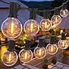 Outdoor Festoon String Lights 200FT (60M) Mains Powered, 104 LED G40 Shatterproof Bulbs, IP45 Waterproof Linkable Garden Lights