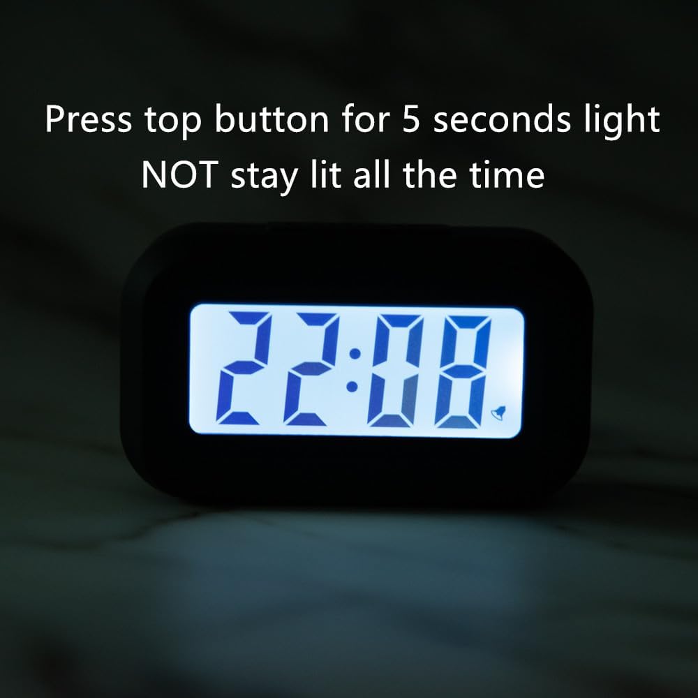 Small Digital Travel Alarm Clock – Easy to Read, Snooze Light, Ascending Alarm, 12/24H