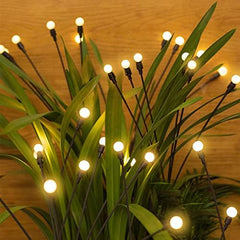 2-Pack 16 LED Solar Firefly Lights, Outdoor Garden, Waterproof, Warm White, for Christmas Decorations, Party, Pathway, Fence, Yard, and Landscape Ornaments