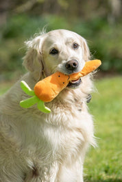 Foodie Faces Fluffy Carrot Dog Toy – Soft, Squeaky & Fun Plush Toy for Dogs
