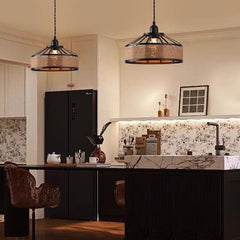 Metal Rope Pendant Light Shade 30cm Retro Ceiling Lampshade Black