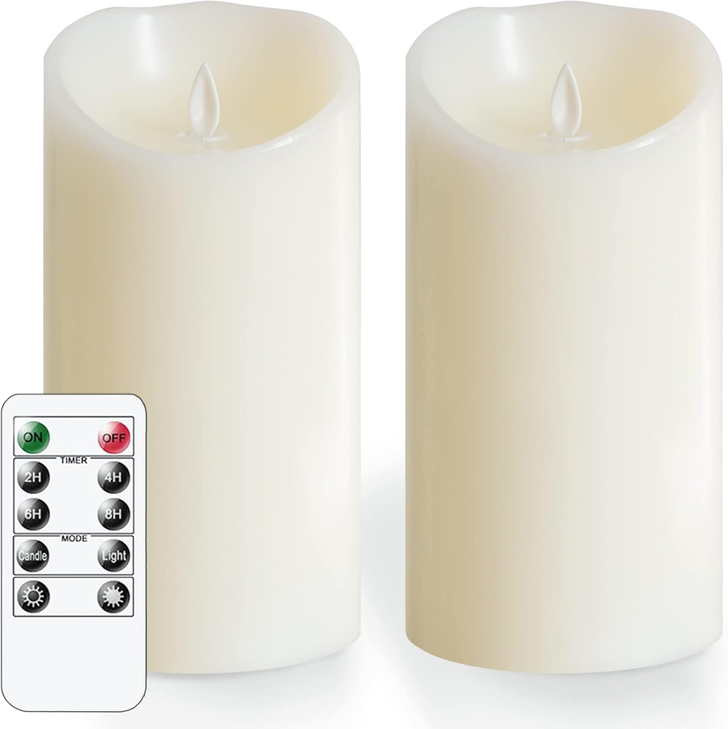 10x30cm Flameless LED Pillar Candles – Real Wax, Flickering, Remote with Timer, Battery Operated, Ivory