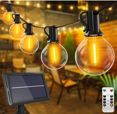 btfarm 75FT Solar Festoon Lights - 30+3 G40 Shatterproof Bulbs, 4 Light Modes, Waterproof for Garden, Gazebo, and Wedding Decor