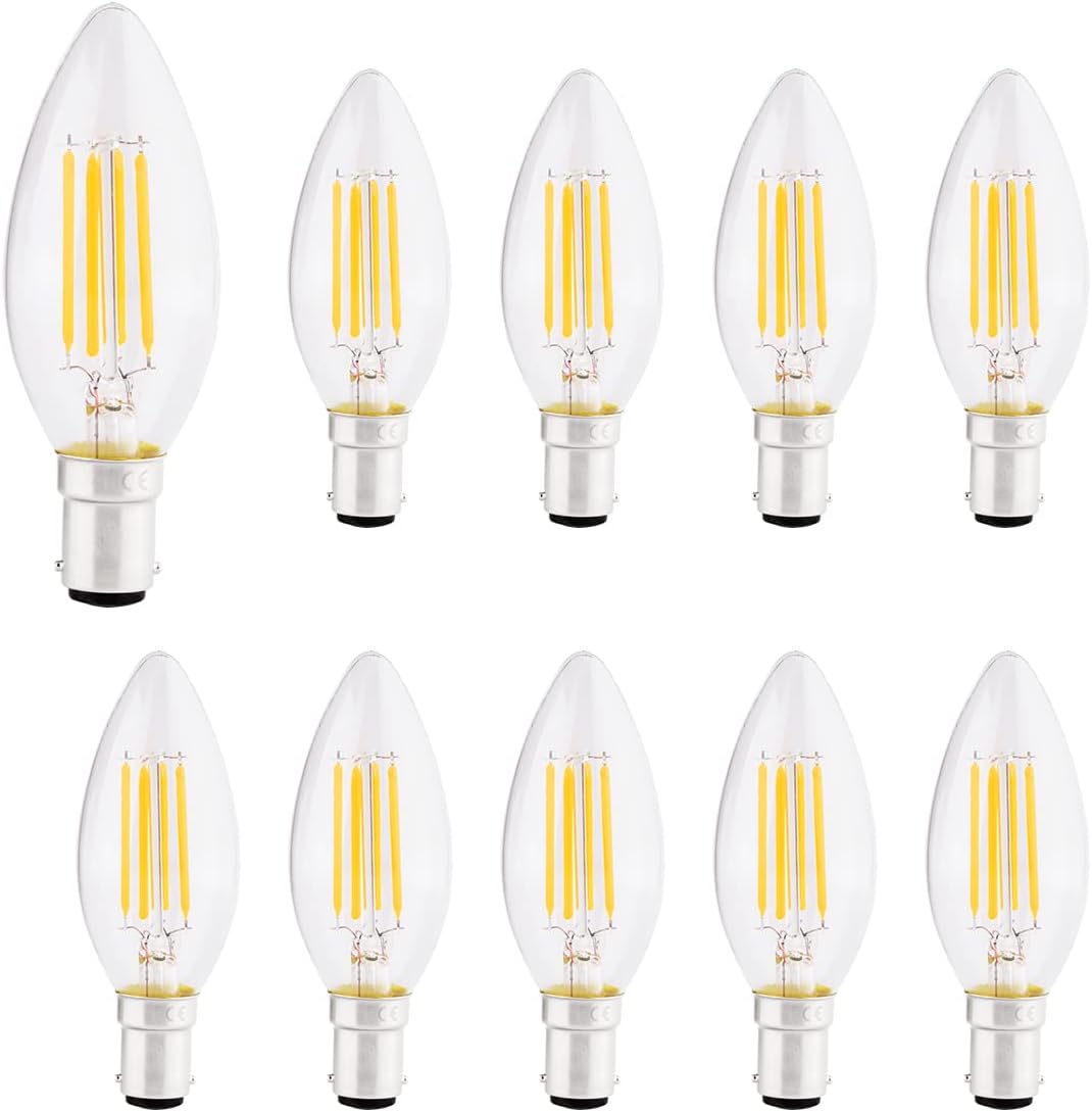 10 Pack B15 Candle Bulbs 25W SBC Dimmable Soft Warm White 2700K 260 Lumens by Fancibuy