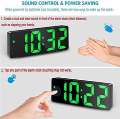 LED Digital Alarm Clock – Temperature Display, Adjustable Brightness, Voice Control, 12/24H