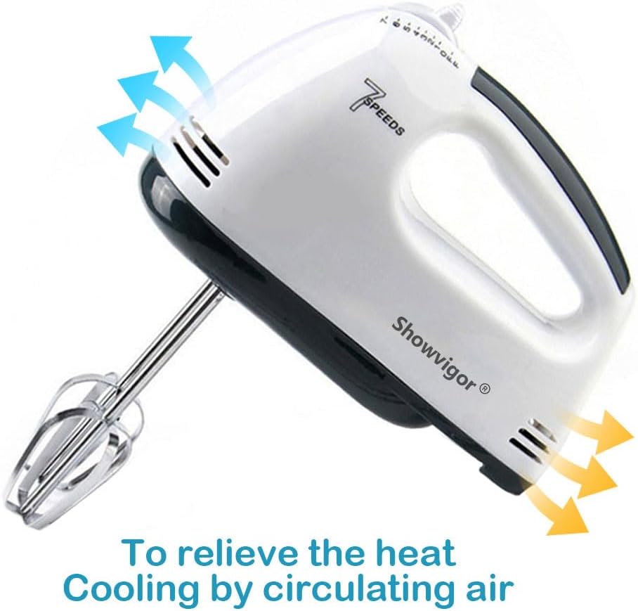 Electric Hand Mixer – 7 Speed + Turbo Boost, 4 Stainless Steel Attachments, Lightweight Egg & Dough Whisk for Baking
