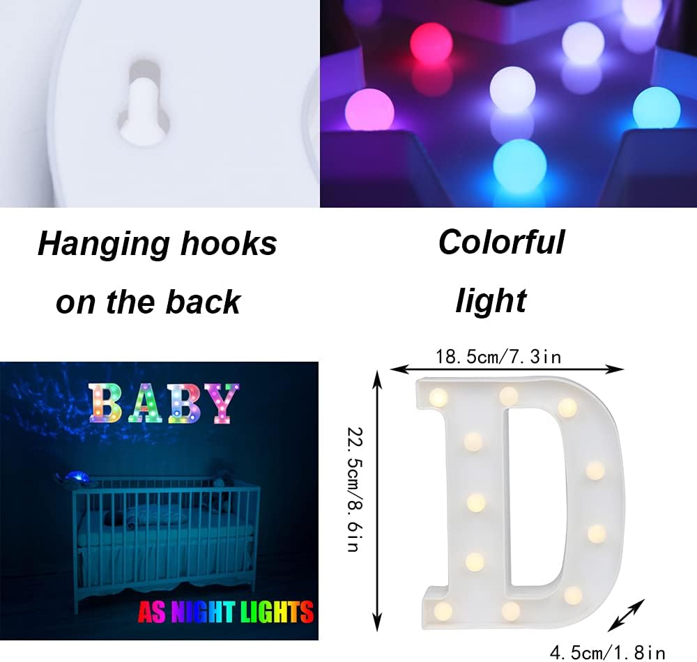 RGB LED Marquee Letter D Light with Remote