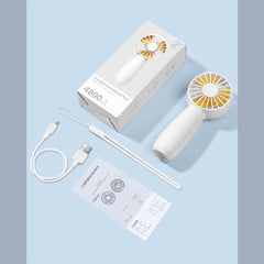 Handheld Fan, Usb Hand Held Fan Rechargeable, Convenient Mini Portable Fan, Equipped with 4800mah Battery, Suitable for Commuting, Business Trips, Office Necessities(White)