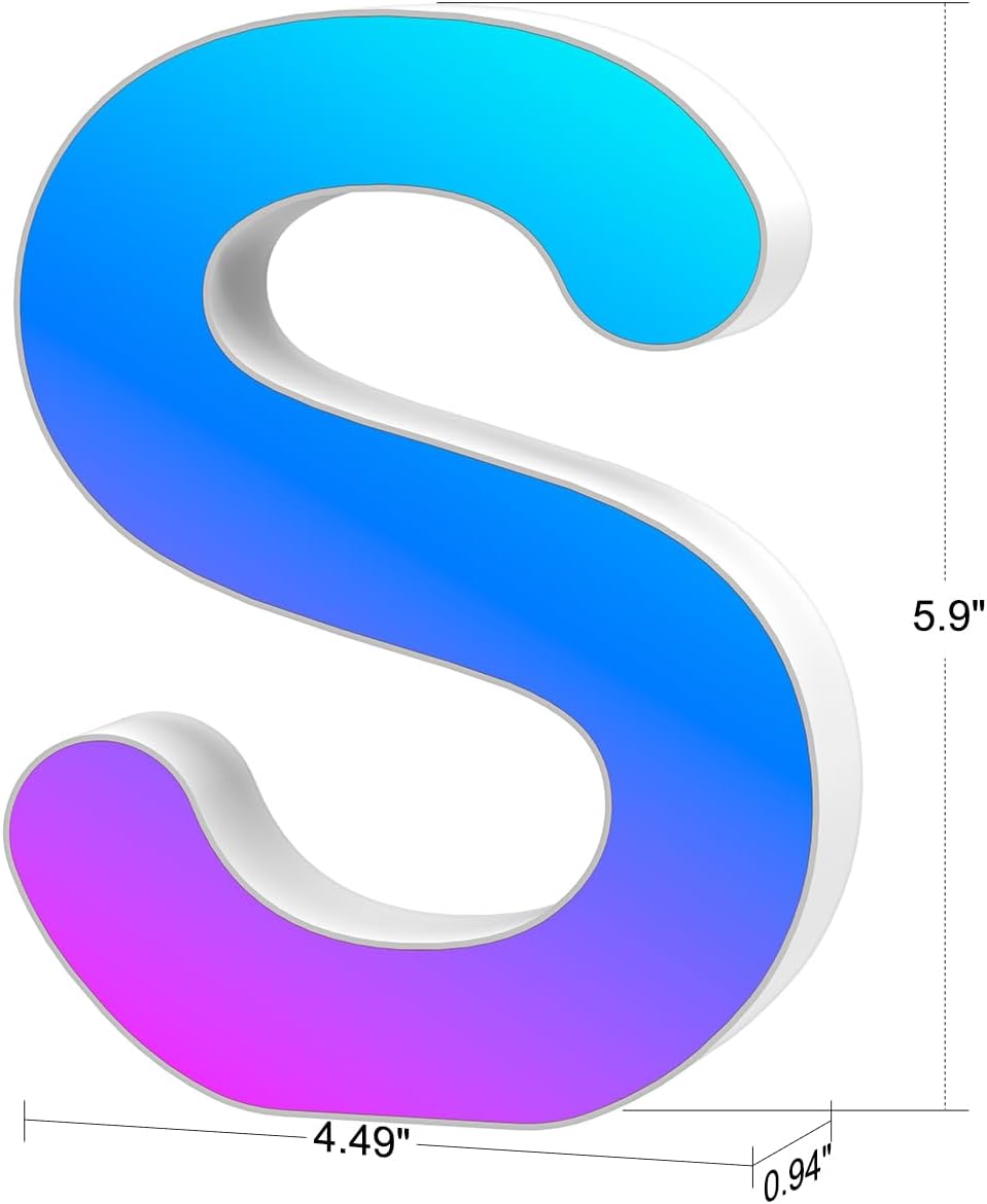 Light Up Letter S USB Powered LED Color Changing