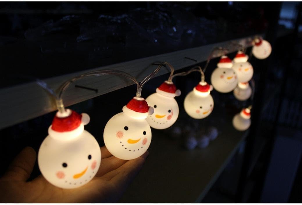 LED Christmas Snowman String Lights | Warm White Battery Decor