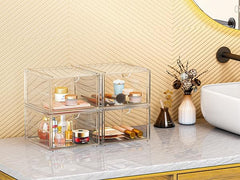 2-Pack Stackable Storage Drawers, Dustproof Cosmetic & Perfume Organizer for Home