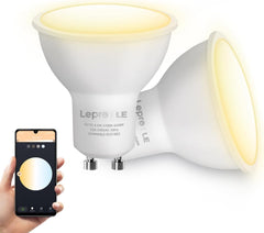 Lepro GU10 Smart Bulbs, Warm to Cool White, Dimmable LED Spotlight, 4.5W, Works with Alexa and Google Home, 100° Beam Angle, 2-Pack