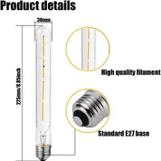 4W Tubular Edison LED Filament Bulb 2700K Warm White 4 Pack