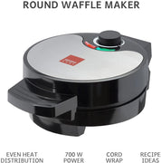 Full Size American Waffle Maker 700W – Electric Non-Stick Iron with Deep Plates & Adjustable Temperature – Black