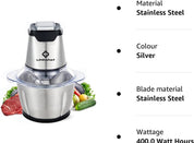 LINKChef Mini Food Chopper – 400W, 1.2L Stainless Steel Bowl, 4 Blades, Electric Processor for Meat, Vegetables & Baby Food
