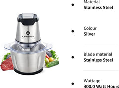LINKChef Mini Food Chopper – 400W, 1.2L Stainless Steel Bowl, 4 Blades, Electric Processor for Meat, Vegetables & Baby Food