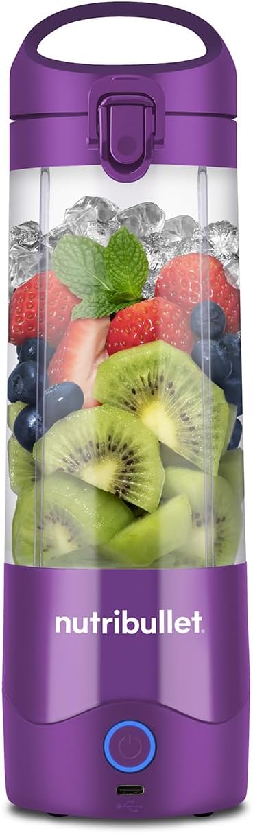 Portable Blender in Purple – 475ml Cup, Powerful Extractor Blade, USB-C Charging, To-Go Lid – 15+ Blends – Travel Juicer