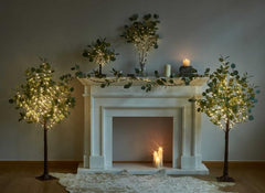 LED Willow Vine Garland with Eucalyptus Leaves, 6FT Artificial Tree Branch Fairy Lights with 96 LEDs for Indoor Christmas Home Décor