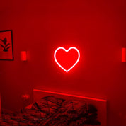 Red Heart LED Neon Sign Lamp, Battery Powered Valentine Decorative Wall Light Set of 2