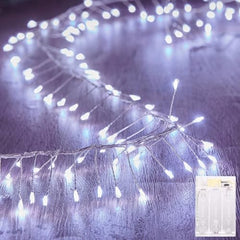 Fairy Lights Battery Operated, Twinkle String Lights Waterproof Silver Wire 5 Feet 60 Led Firecracker Starry Lights for DIY Wreath Home Wedding Party Bedroom Mason Jar Holiday Christmas, Warm White