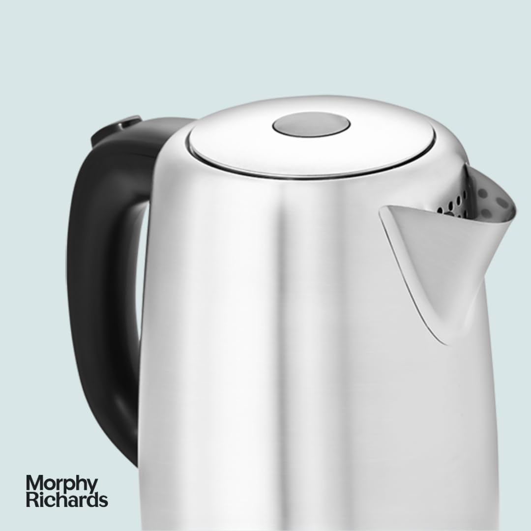 Equip 1.7L Kettle – 3kW Rapid Boil, Removable Limescale Filter, Easy View Water Gauge – Brushed Stainless Steel