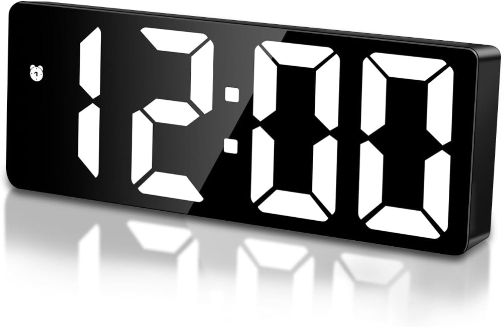 Mains Powered LED Digital Alarm Clock – Time, Date, Temperature, Snooze, Adjustable Brightness