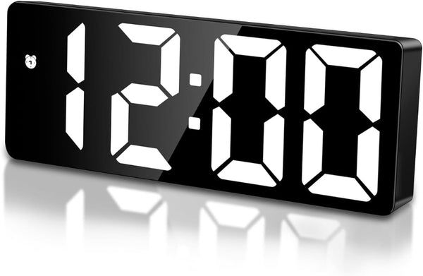 Mains Powered LED Digital Alarm Clock – Time, Date, Temperature, Snooze, Adjustable Brightness