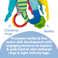 LAMAZE Captain Calamari Clip & Go – Sensory Plush Pram Toy for Newborns, Boys & Girls 0–6 Months