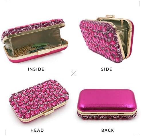 Women’s Sparkly Rhinestone Clutch – Glitter Evening Bag with Crystal Chain Strap