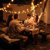 24FT Outdoor Festoon String Lights, 25 ST64 Vintage-Style LED Bulbs, Waterproof, 3000K Warm White, Mains Powered for Garden, Patio, Party