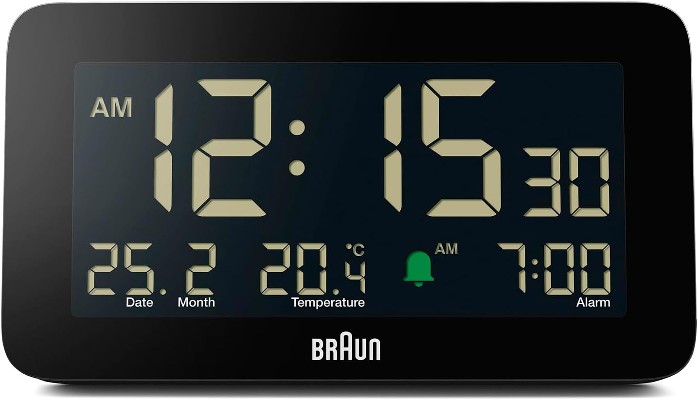 Digital Alarm Clock with Date, Month, Temperature, Negative LCD & Crescendo Beep