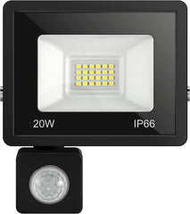 20W Motion Security Flood Lights, IP66 Waterproof 3000K LED Floodlight with PIR Sensor, Cold White Outside Wall Light with 120° Lighting Angle, for Garden, Garage, Stair