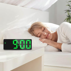 LED Digital Alarm Clock – Temperature Display, Adjustable Brightness, Voice Control, 12/24H