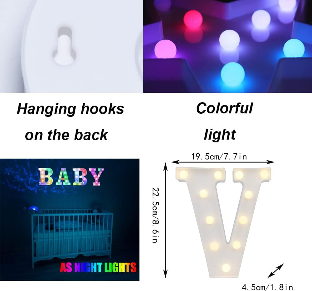 RGB LED Marquee Letter V Light with Remote